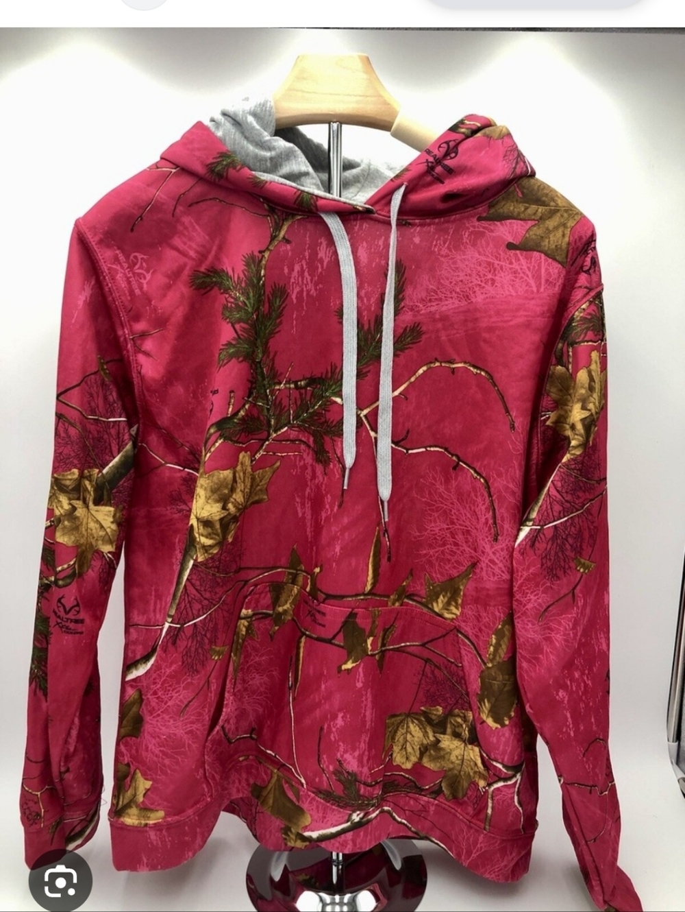 Realtree Red Camo Crewneck with Gray Hood Lining